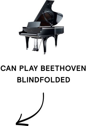 Image and text that reads "can play beethoven blindfolded"
